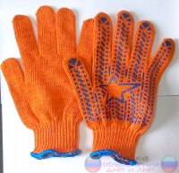 Перчатки х/б, оранжевые, с пхв покрытием